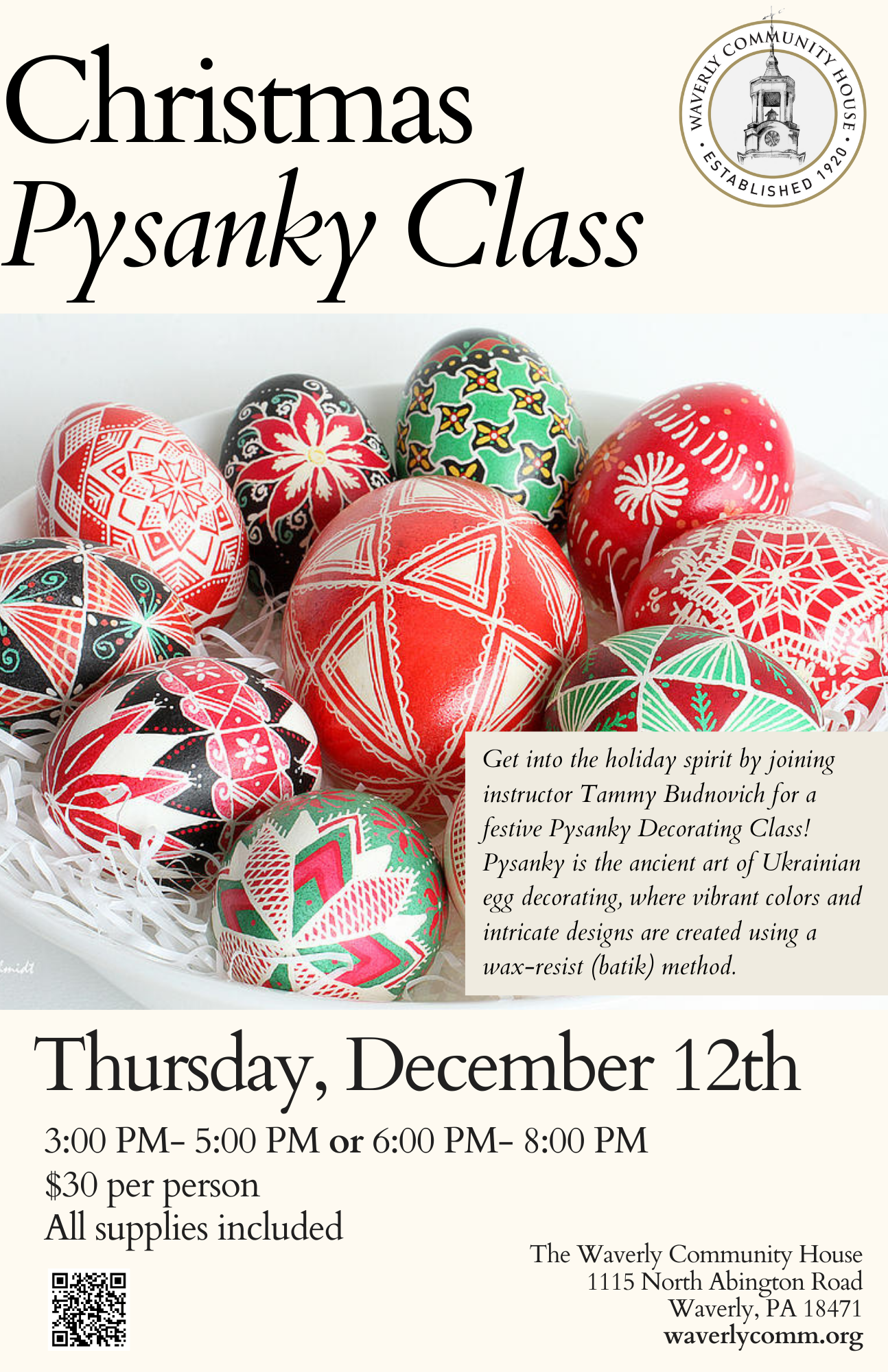 CHRISTMAS PYSANKY CLASS